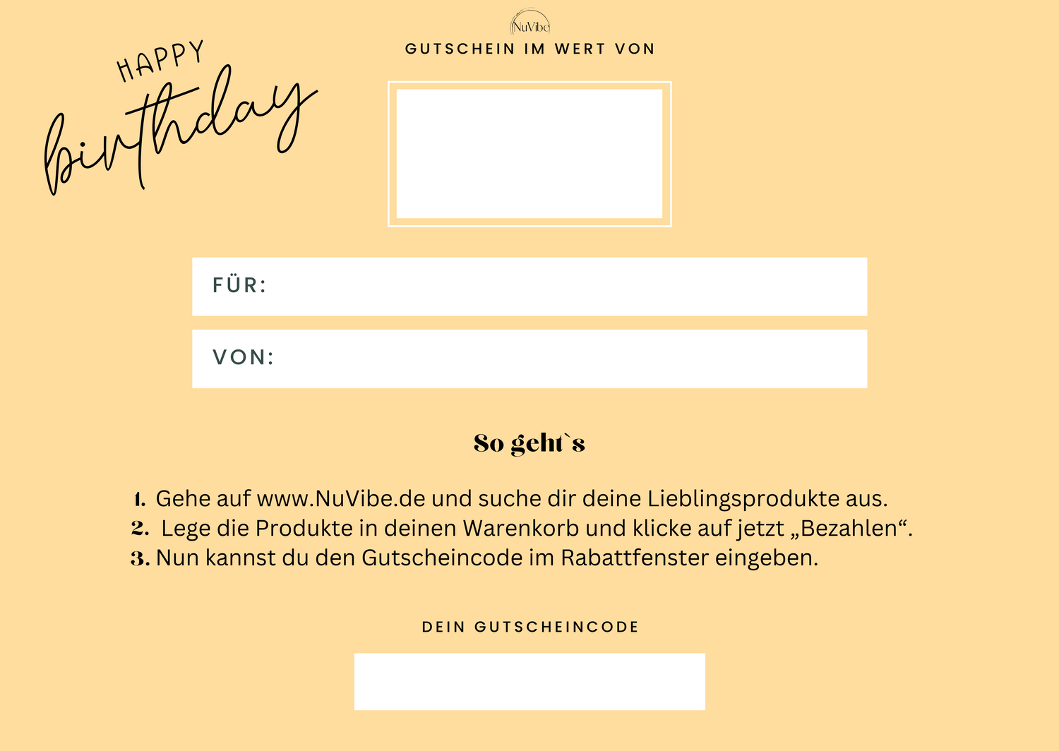 Geschenkgutschein zum Geburtstag NuVibe