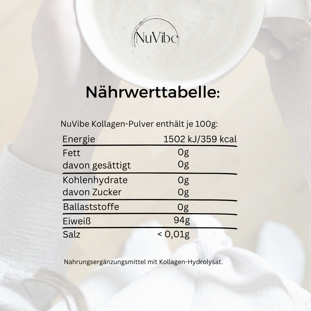 Nährwerttabelle Kollagen Pulver NuVibe